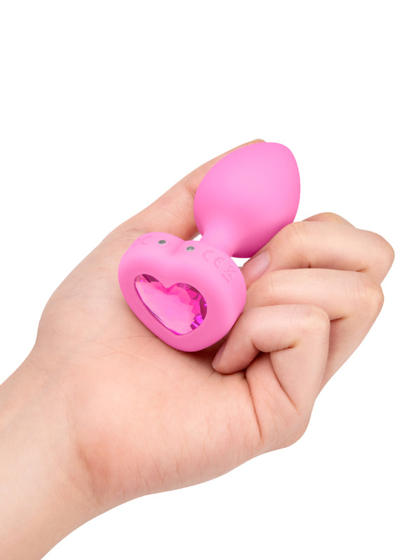 VIBRATING PINK HEART BUTT PLUG – S/M