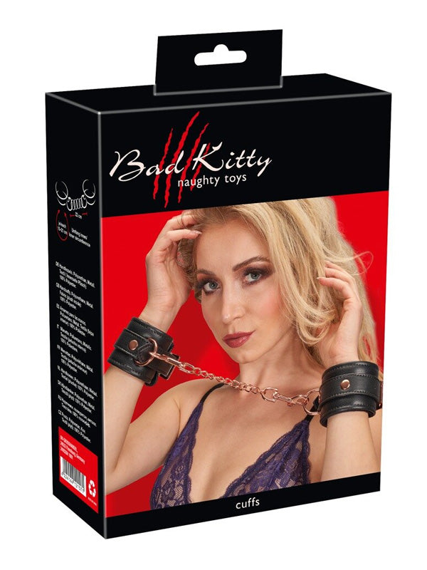 Bad Kitty Black Faux Leather Hand Cuffs