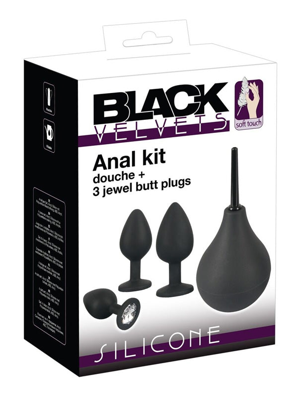 Black Velvets Anal Kit with Douche and Butt Plugs