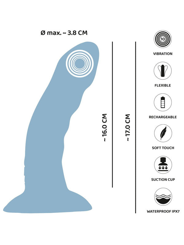 You2Toys Heart Guy Blue Vibrating Silicone Dildo 17 cm