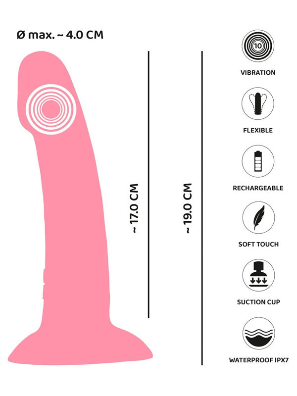 You2Toys Heart Guy Pink Vibrating Silicone Dildo 19 cm
