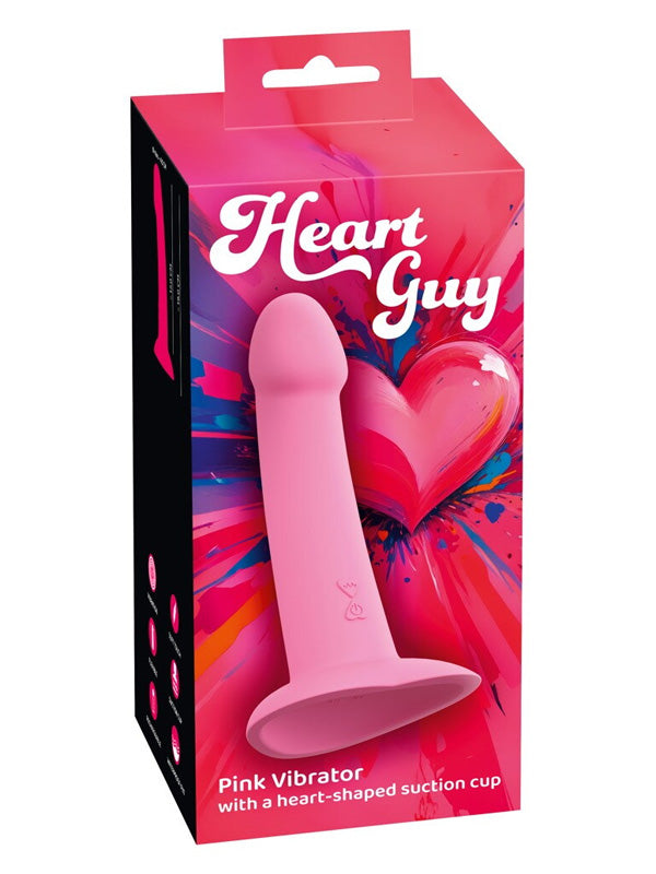 You2Toys Heart Guy Pink Vibrating Silicone Dildo 19 cm