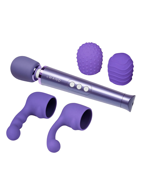 Le Wand Petite Pleasure Wand Vibrator Bundle with Attachments Peachy Vibes Le Wand Petite Pleasure Wand Vibrator Bundle with Attachments Peachy Vibes