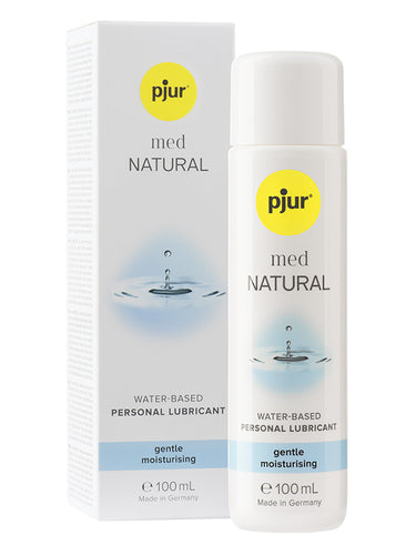 Pjur med Natural water-based personal lubricant packaging on a white background