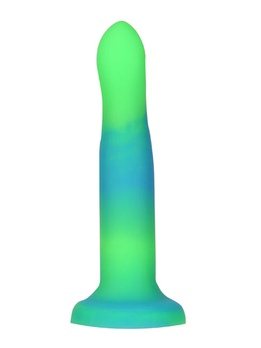 Addiction Rave Glow In The Dark Silicone Dildo 20.32 cm Blue Green
