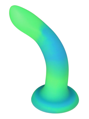 Addiction Rave Glow In The Dark Silicone Dildo 20.32 cm Blue Green