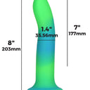 Addiction Rave Glow In The Dark Silicone Dildo 20.32 cm Blue Green
