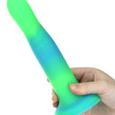 Addiction Rave Glow In The Dark Silicone Dildo 20.32 cm Blue Green