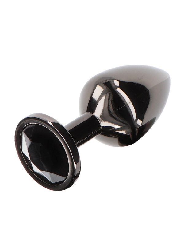 ALUMINIUM BUTT PLUG WITH BLACK JEWEL