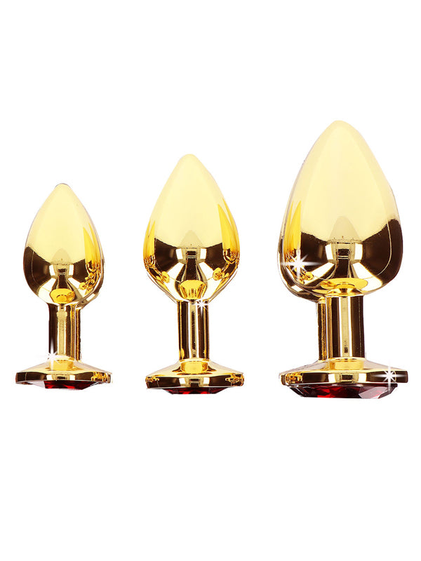 Taboom Gold Aluminium Butt Plug With Red Jewel