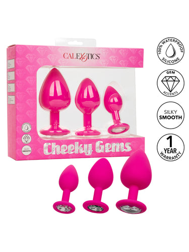CalExotics Cheeky Gems 3-Piece Butt Plug Set Pink