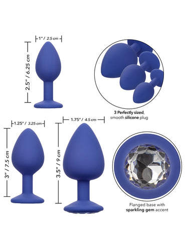 CalExotics Cheeky Gems 3-Piece Butt Plug Set Purple