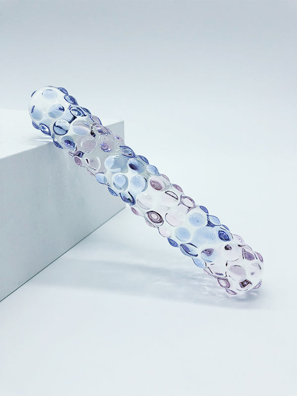 PURPLE ROSE NUBBY GLASS DILDO