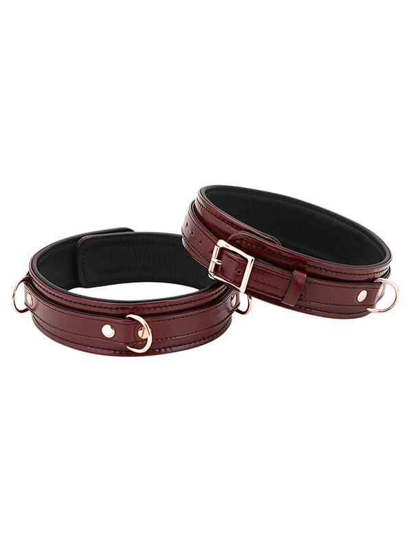 WINE RED LEATHER THIGH CUFFS