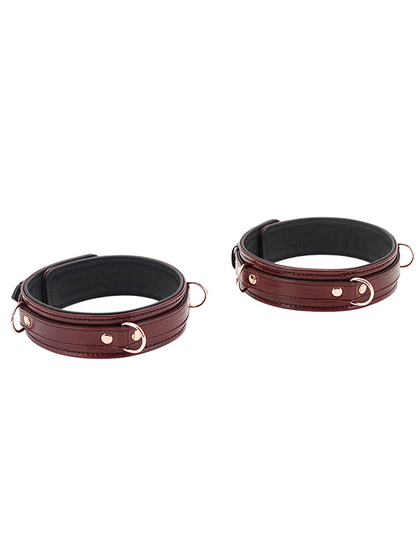 WINE RED LEATHER THIGH CUFFS