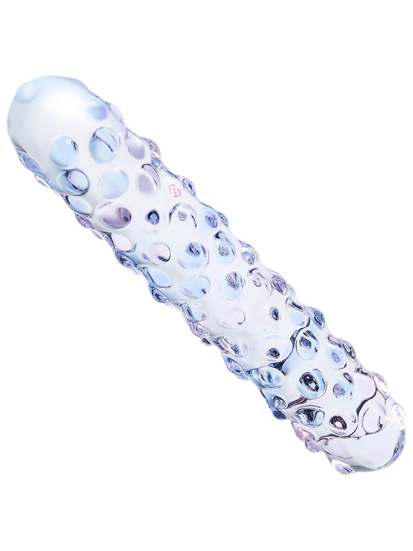 PURPLE ROSE NUBBY GLASS DILDO