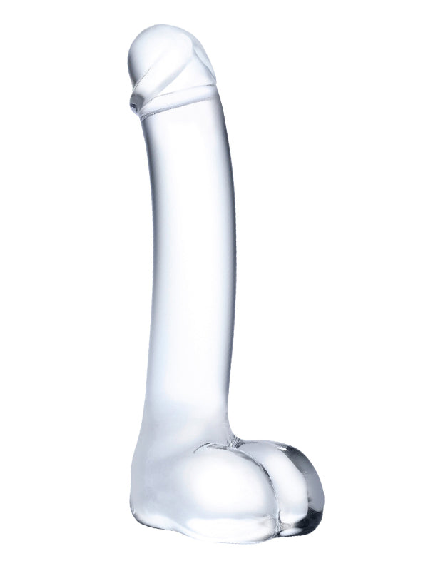 REALISTIC CURVED CLEAR GLASS G-SPOT DILDO