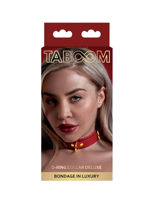 Taboom Red Faux Leather Deluxe D-ring Collar