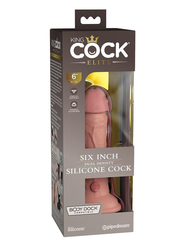 Pipedream King Cock Elite 6 Inch Dual Density Silicone Dildo Light 15 cm