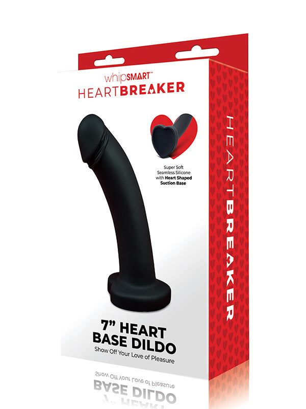 Whipsmart Heartbreaker 7 Inch Silicone Dildo Heart Base Black 17.78 cm