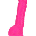 Blush Neo Elite 9 Inch Silicone Dual Density Dildo with Balls Neon Pink 22.8 cm