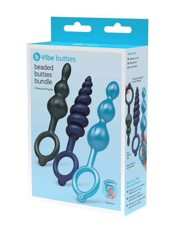 b-Vibe Beaded Butties Bundle 3-Piece Silicone Anal Plug Set