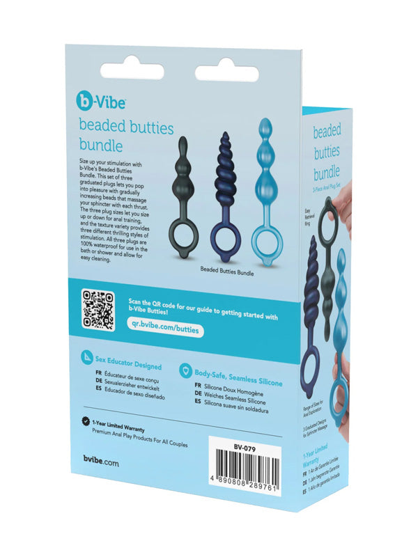 b-Vibe Beaded Butties Bundle 3-Piece Silicone Anal Plug Set