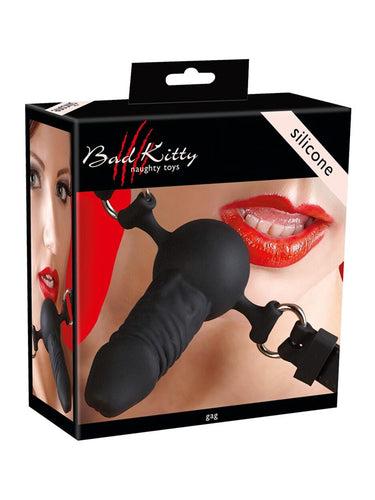 Bad Kitty Black Silicone Penis Ball Gag