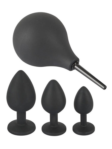 Black Velvets Anal Kit with Douche and Butt Plugs