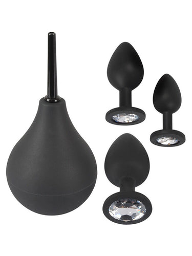 Black Velvets Anal Kit with Douche and Butt Plugs