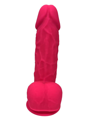 Dream Toys Real Love Dual Density Silicone Dildo with Balls Fuchsia 21.6 cm