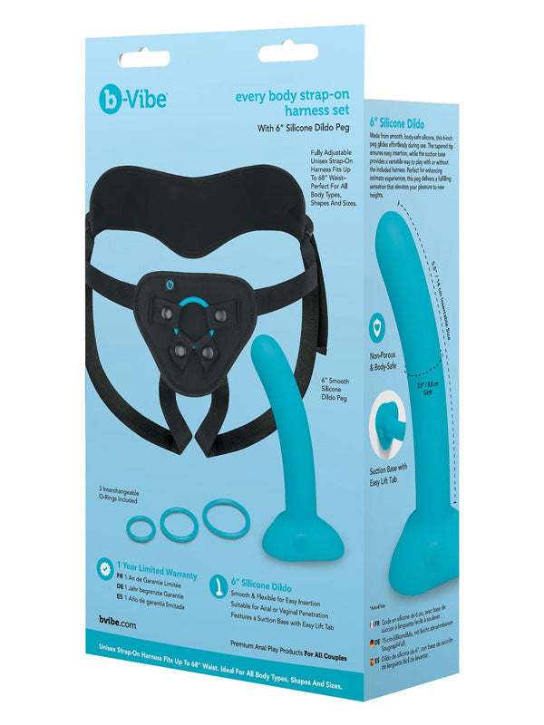 b-Vibe Every Body Strap-On Harness Set with 6 Inch Silicone Dildo Peg 15 cm