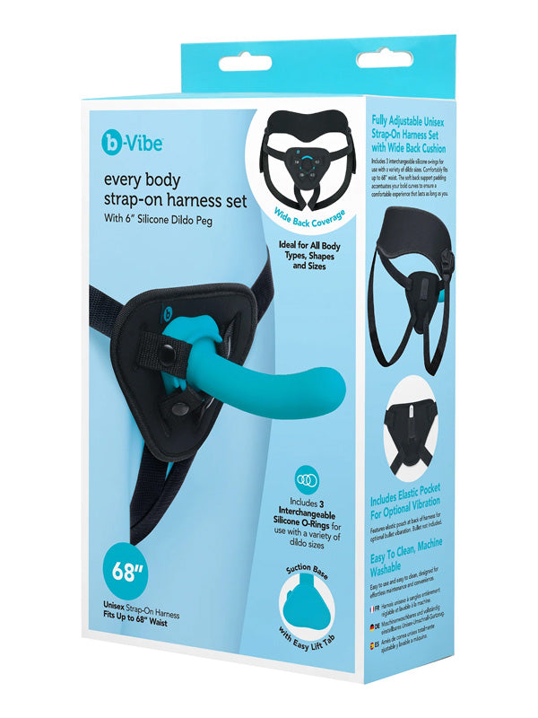 b-Vibe Every Body Strap-On Harness Set with 6 Inch Silicone Dildo Peg 15 cm