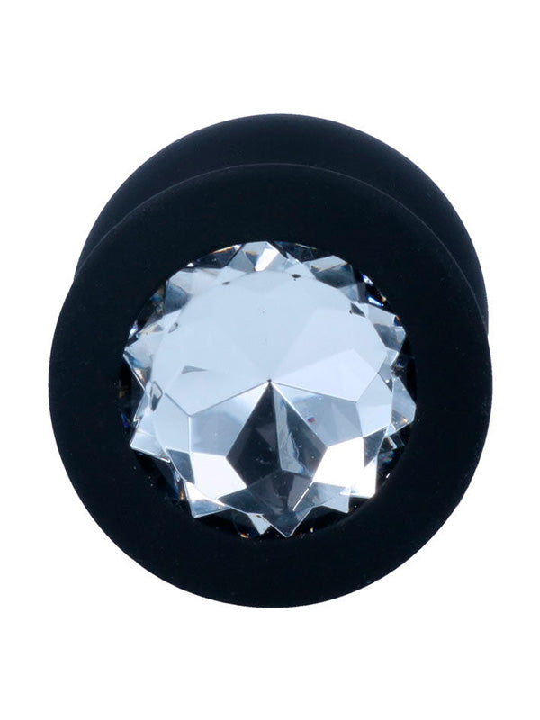 Diamond base of the black Intense Shelki large butt plug in cone shape