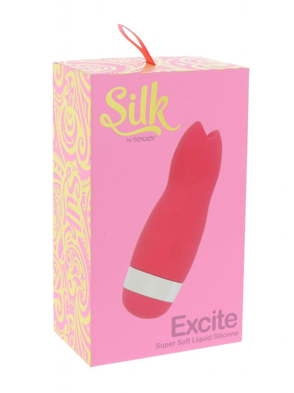Pink box with Silk Excite silicone vibrator