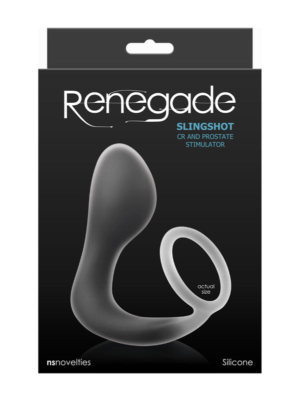 NS Novelties Renegade Slingshot Silicone Cock Ring & Prostate Massager Black