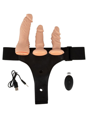 You2Toys Vibrating Dildo and Plug Strap-On Set with Harness