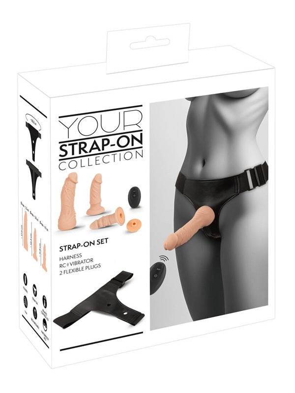 You2Toys Vibrating Dildo and Plug Strap-On Set with Harness