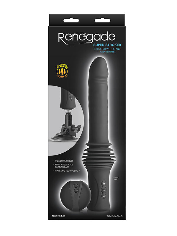 NS Novelties Renegade Super Stroker Thrusting Warming Silicone Vibrator Black