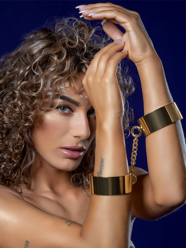 Taboom Slave Gold Metal Wrist Cuffs