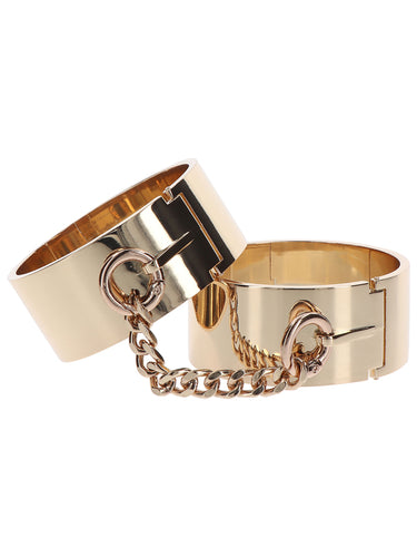 Taboom Slave Gold Metal Wrist Cuffs
