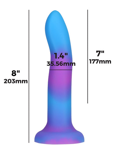 Addiction Rave Glow In The Dark Silicone Dildo 20.32 cm Blue Purple