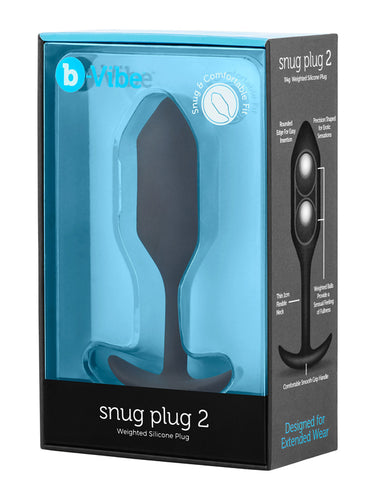 b-Vibe Snug Plug 2 Medium Weighted Silicone Butt Plug Black