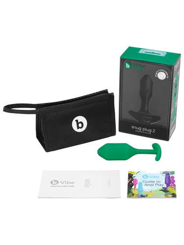 b-Vibe Snug Plug 2 Medium Weighted Silicone Butt Plug Green