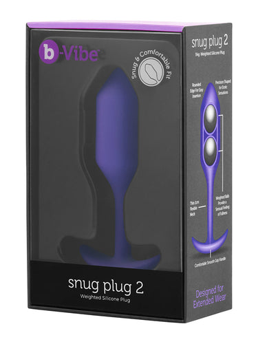 b-Vibe Snug Plug 2 Medium Weighted Silicone Butt Plug Purple