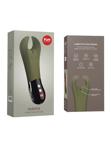 Fun Factory Manta Vibrating Penis Stroker Moss Green