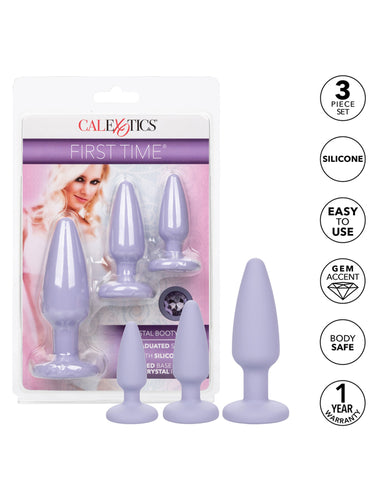 CalExotics Crystal Booty 3-Piece Butt Plug Set Purple