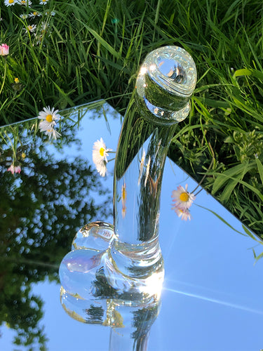 Gläs Realistic Curved Clear Glass G-Spot Dildo 17.8 cm