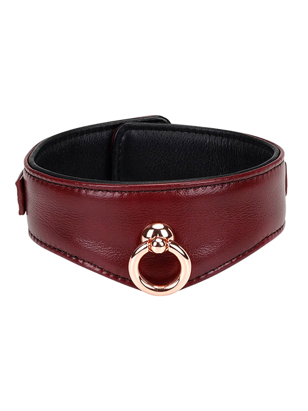 WINE RED DELUXE CURVED COLLAR WITH LEASH AND LOCK