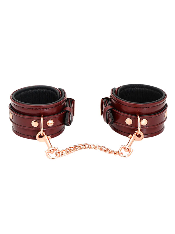 WINE RED LEATHER ANKLE CUFFS